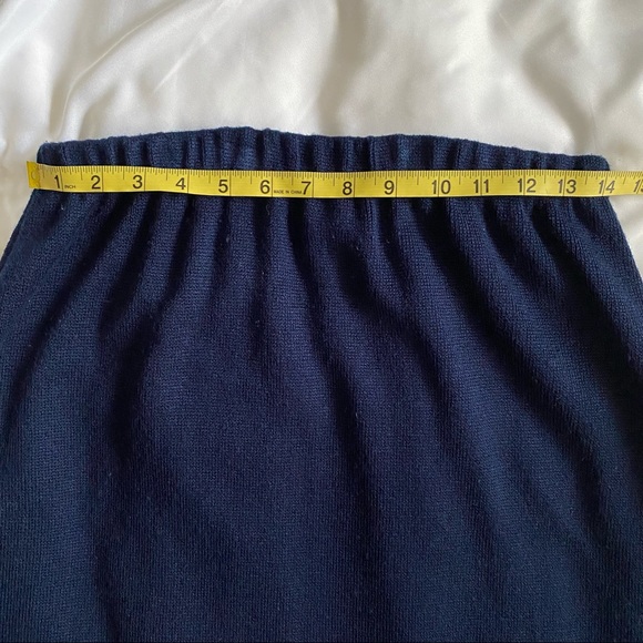 Mita Vintage Navy Blue Sweater Skirt Suit - Picture 8 of 9